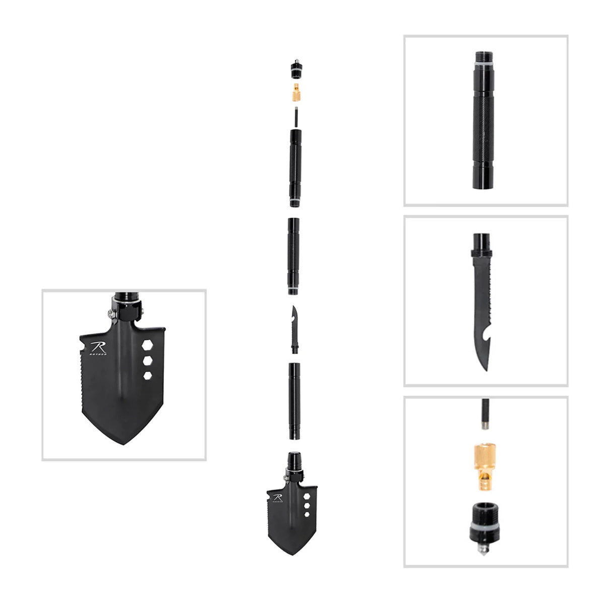 8-in-1 Multi-tool Survival Shovel / Portable Camping Entrenching Tool - Stainless Steel