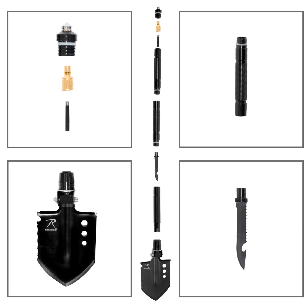 8-in-1 Multi-tool Survival Shovel / Portable Camping Entrenching Tool - Stainless Steel