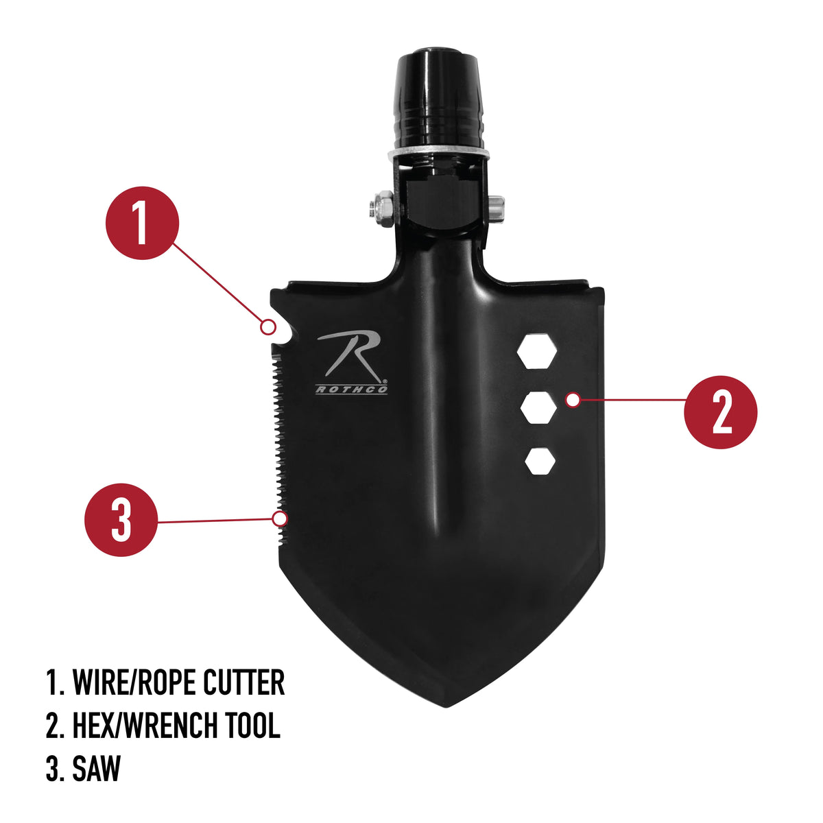 8-in-1 Multi-tool Survival Shovel / Portable Camping Entrenching Tool - Stainless Steel