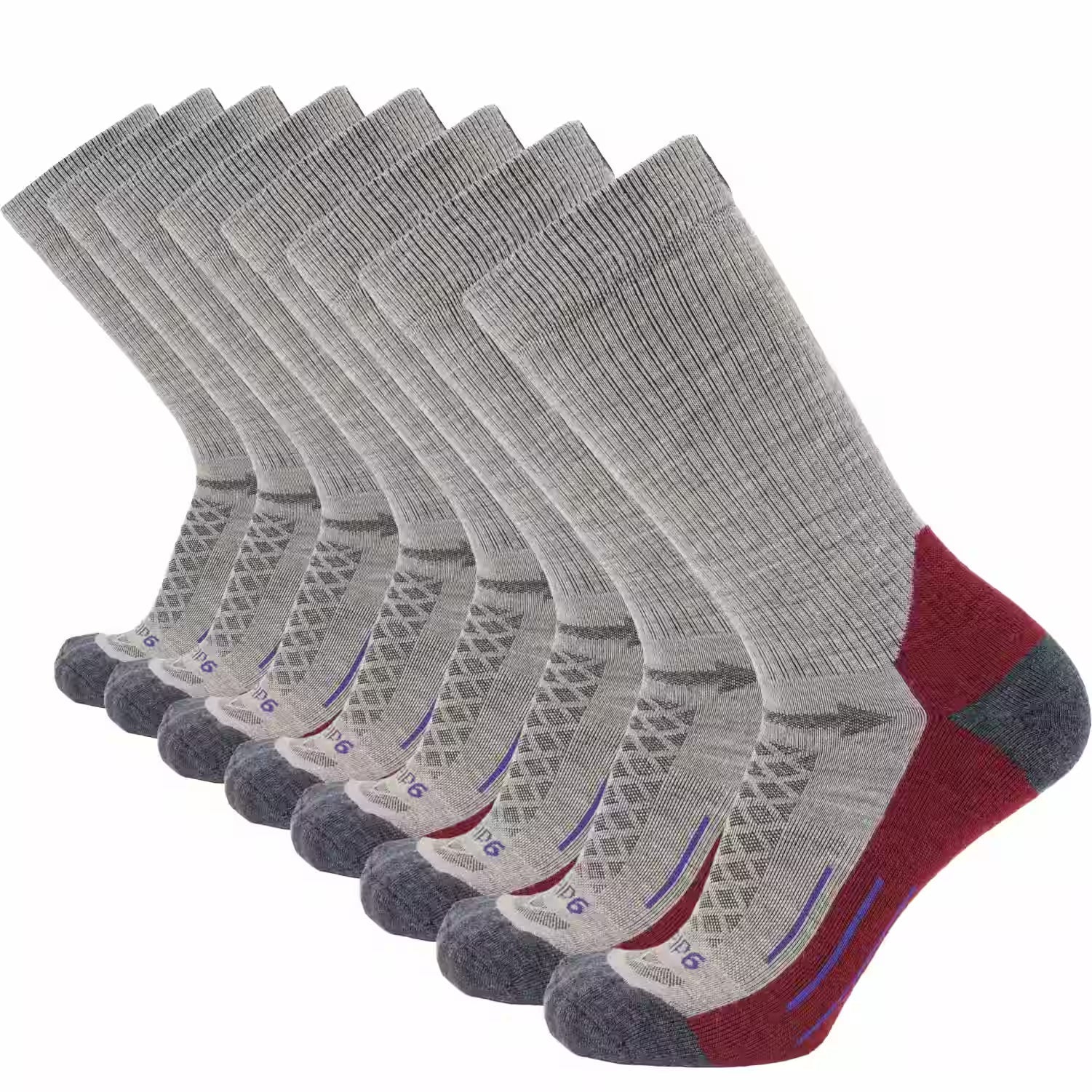 8 Pairs Berry - Hike Crew Midweight Merino Wool Sock