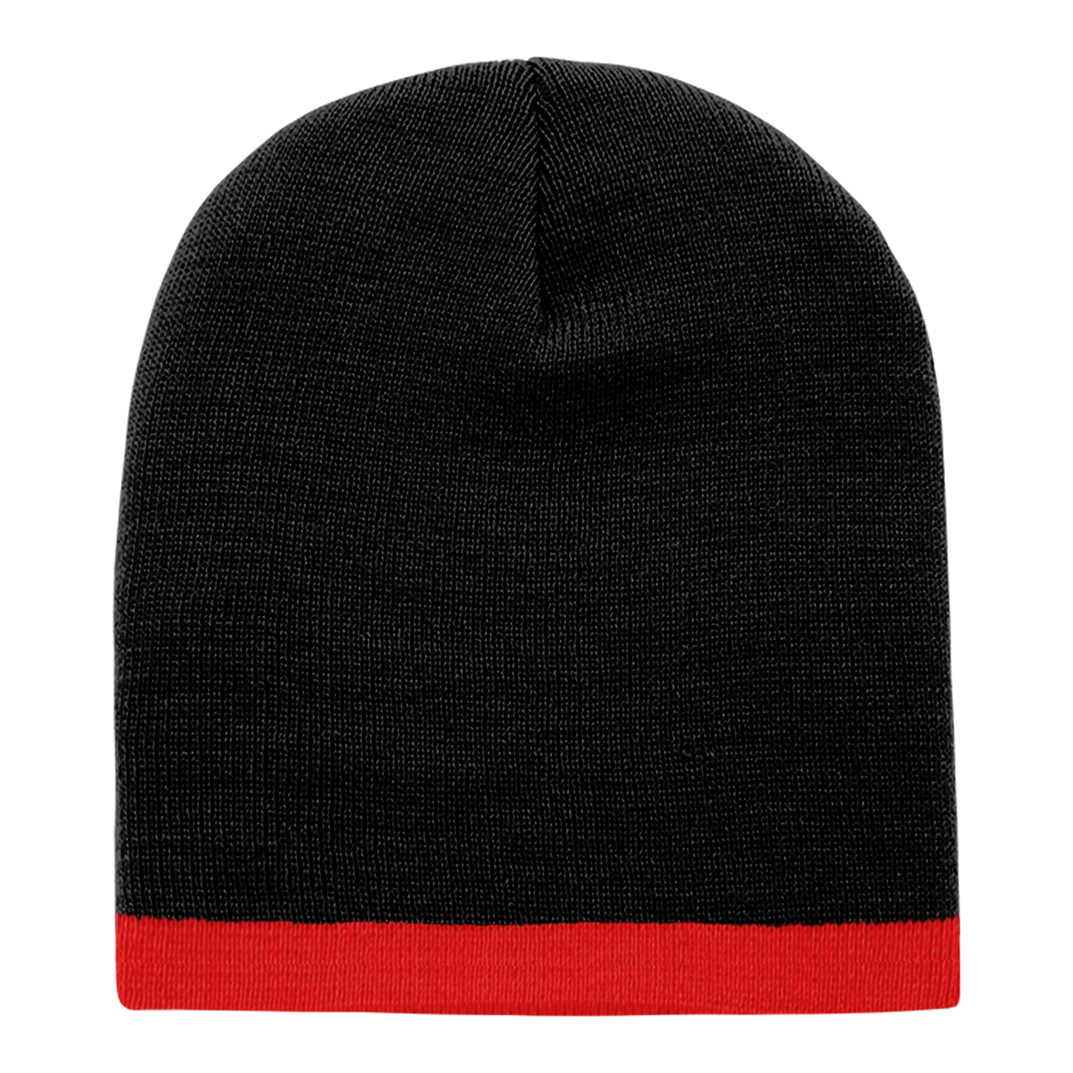 Decky 8007 Acrylic/Polyester Striped Short Beanie - Black Red
