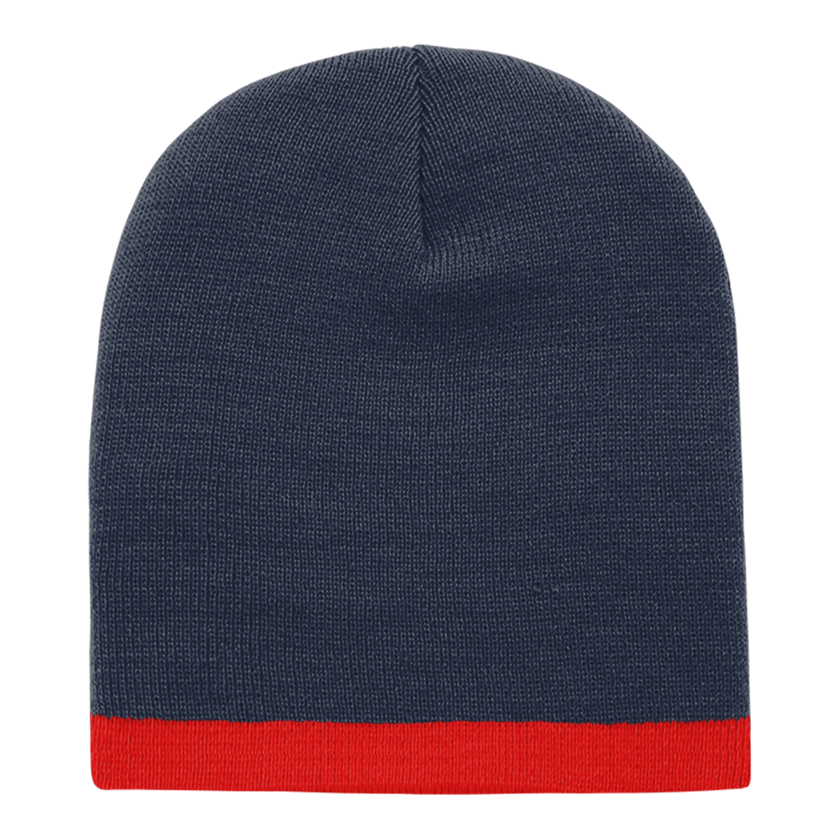Decky 8007 Acrylic/Polyester Striped Short Beanie - Navy Red