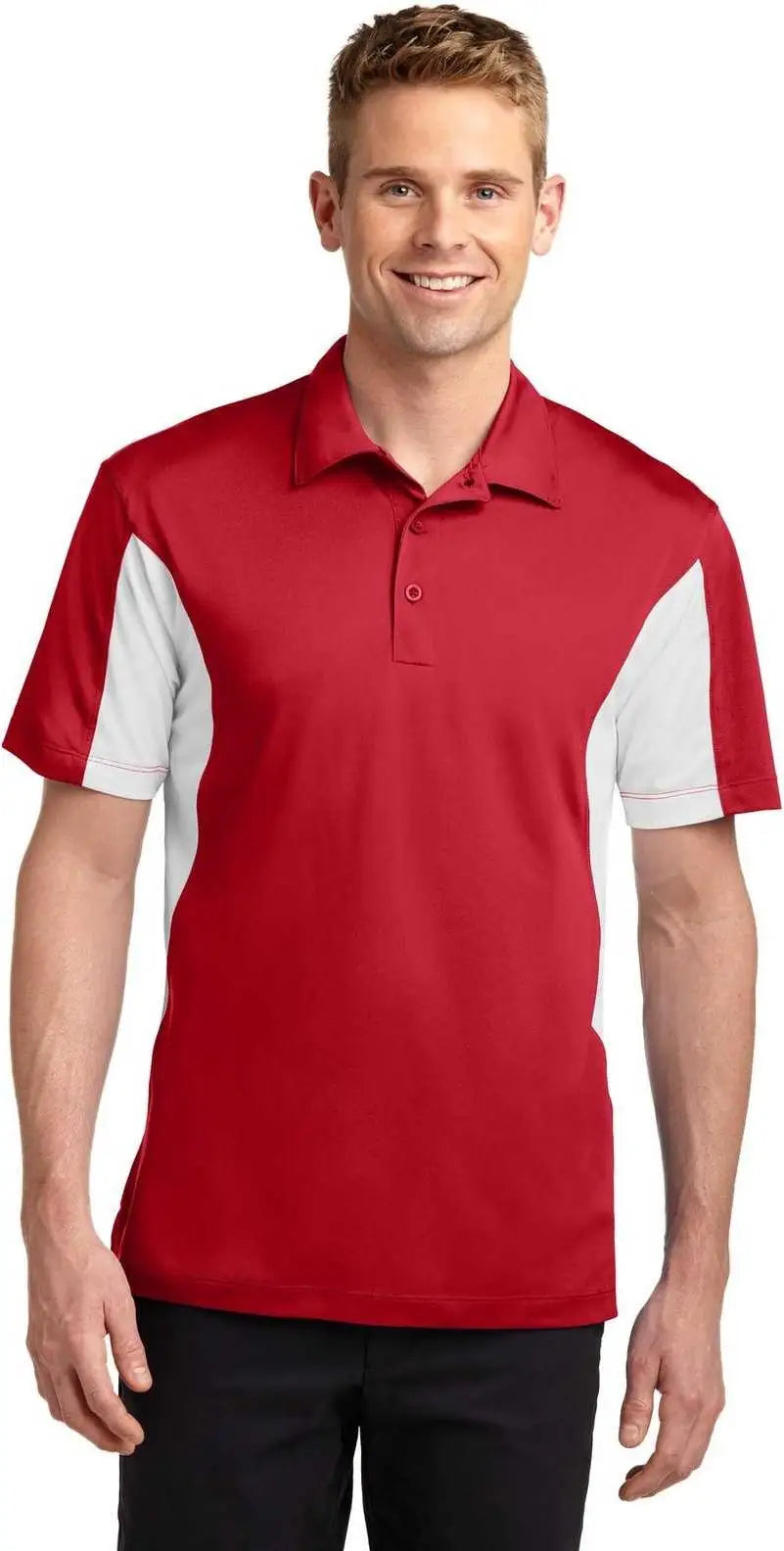 Sport-tek St655 Side Blocked Micropique Sport-wick Polo - True Red White