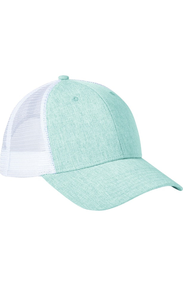 Big Accessories BA540 Sport Trucker Cap - Heather Seafoam  White