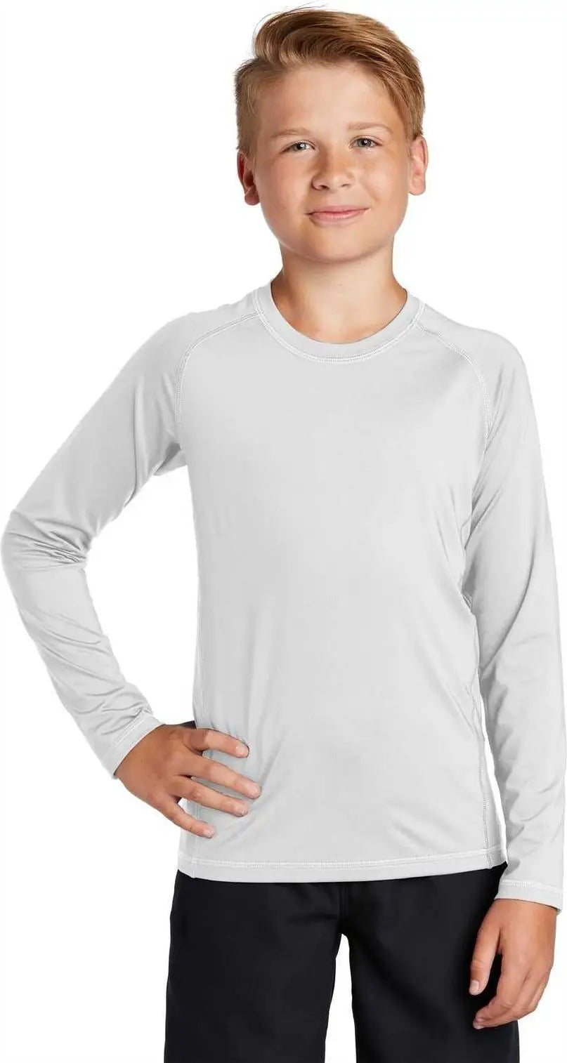 Sport-tek Yst470ls Youth Long Sleeve Rashguard Tee - White