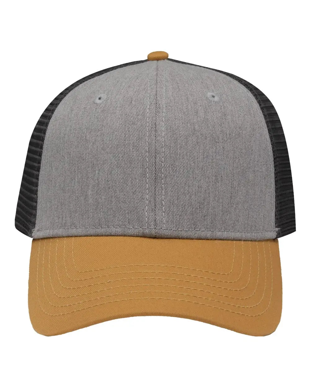 Sportsman Sp1450 Traditional Lo-pro Mesh Back Trucker Fit Cap - Heather Grey Charcoal Vegas Gold - Dark Gray / one Size