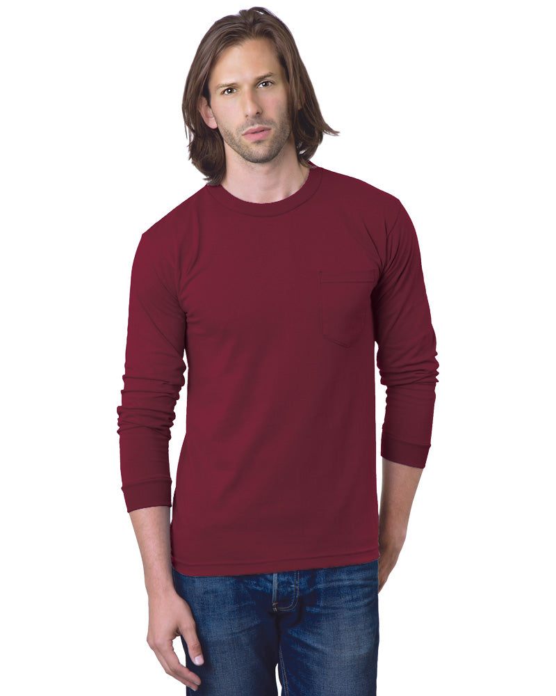 Bayside 8100 USA-Made Long Sleeve Pocket T-Shirt - Burgundy