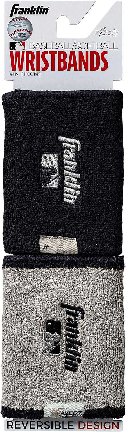 Franklin MLB X-Vent Reversible Wristband 4&quot; - Black Gray - HIT a Double - 2