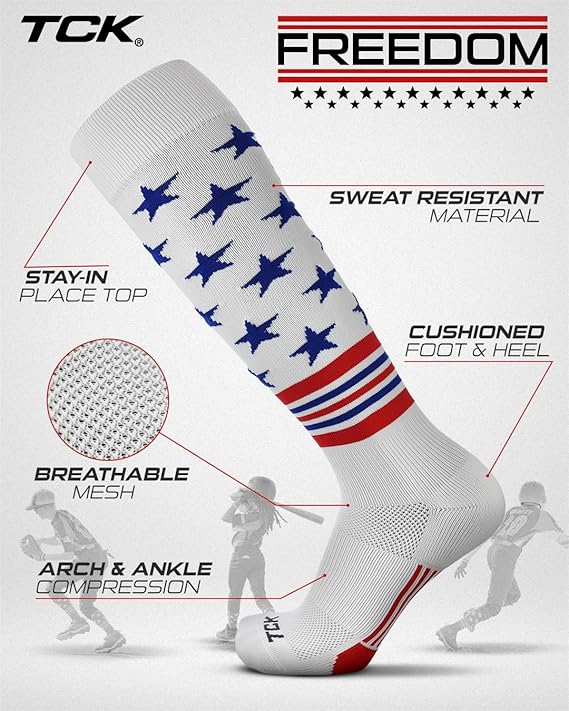 TCK Usa Freedom Knee High Socks - White Royal Scarlet