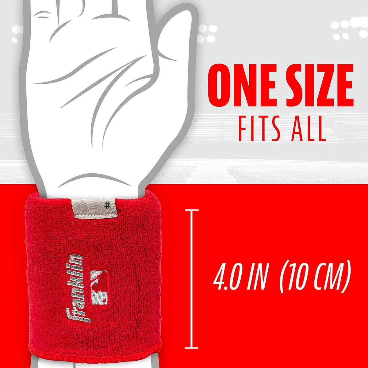 Franklin MLB X-Vent Reversible Wristband 4&quot; - Scarlet Gray - HIT a Double - 3