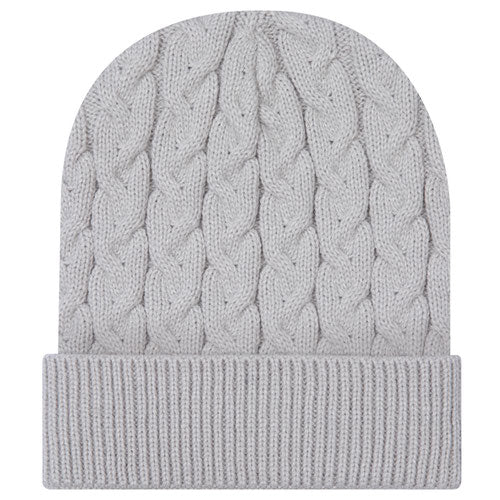 Otto 82-1 12" Cable Knit Beanie w/ Rib Knit Cuff - Lt. Gray