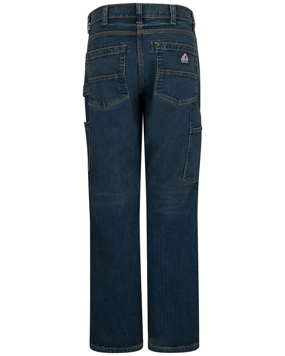 Bulwark Psj6 Stretch Denim Dungaree Jeans - Sanded - 30i - Navy / 30w