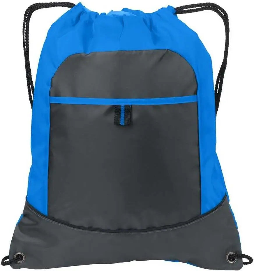 Port Authority Bg611 Pocket Cinch Pack - Brilliant Blue Deep Smoke - Gray