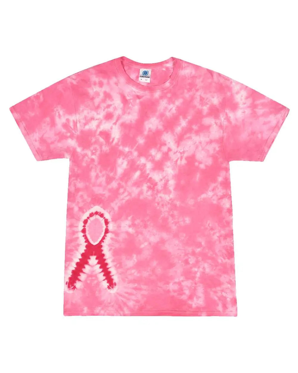 Colortone 1150 Shapes Tie-dyed T-shirt - Pink Ribbon - Multi-colored / s