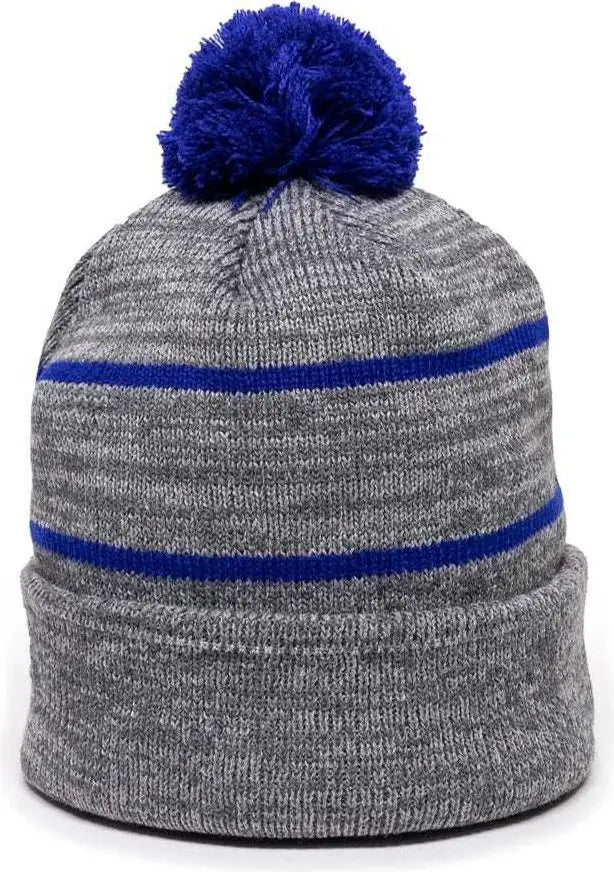 Oc Sports Knf-100 Acrylic Knit Watch Cap Beanie - Heathered Gray Royal - one Size Fits Most
