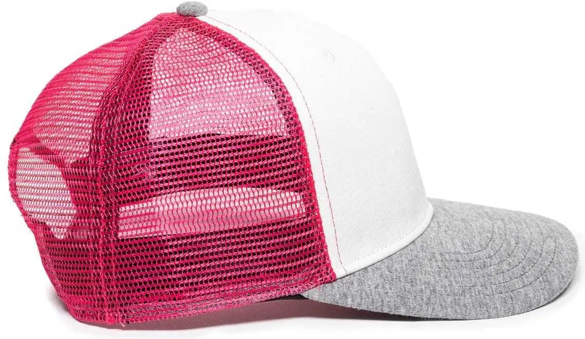 Oc Sports Rgr-200m Adjustable Mesh Back Gray Heathered Bill Cap - White Pink Grey - 6 7/8’’ - 7 1/2’’