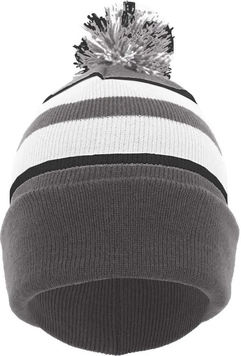 Pacific Headwear 641k Pom-pom Cuff Beanie - Graphite White Black - Dark Gray / 7’’ - 7 7/8’’