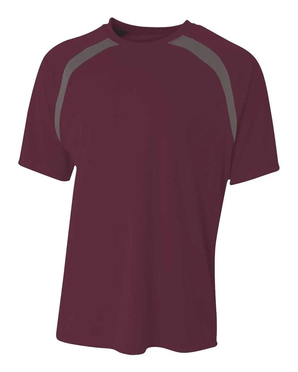 A4 Nb3001 Youth Spartan Short Sleeve Color Block Crew - Maroon Graphite