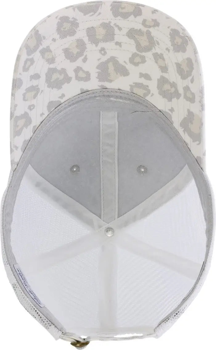 Infinity Her Janet Women’s Printed Bill with Mesh Back Cap - Grey Snow Leopard White - Light Gray / one Size Fits Most