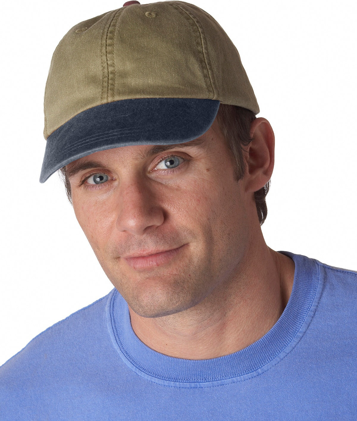 Adams Headwear LP101 Optimum Pigment-Dyed Cap - Khaki  Midnight Blue