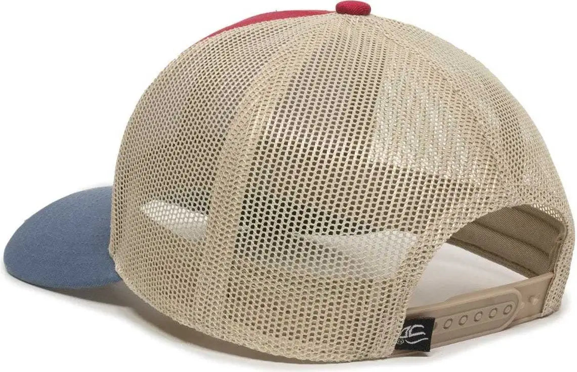 Oc Sports Oc770 Adjustable Mesh Back Cap with Sweatband - Crimson Khaki Light Slate - Red / 6 7/8’’ - 7 1/2’’