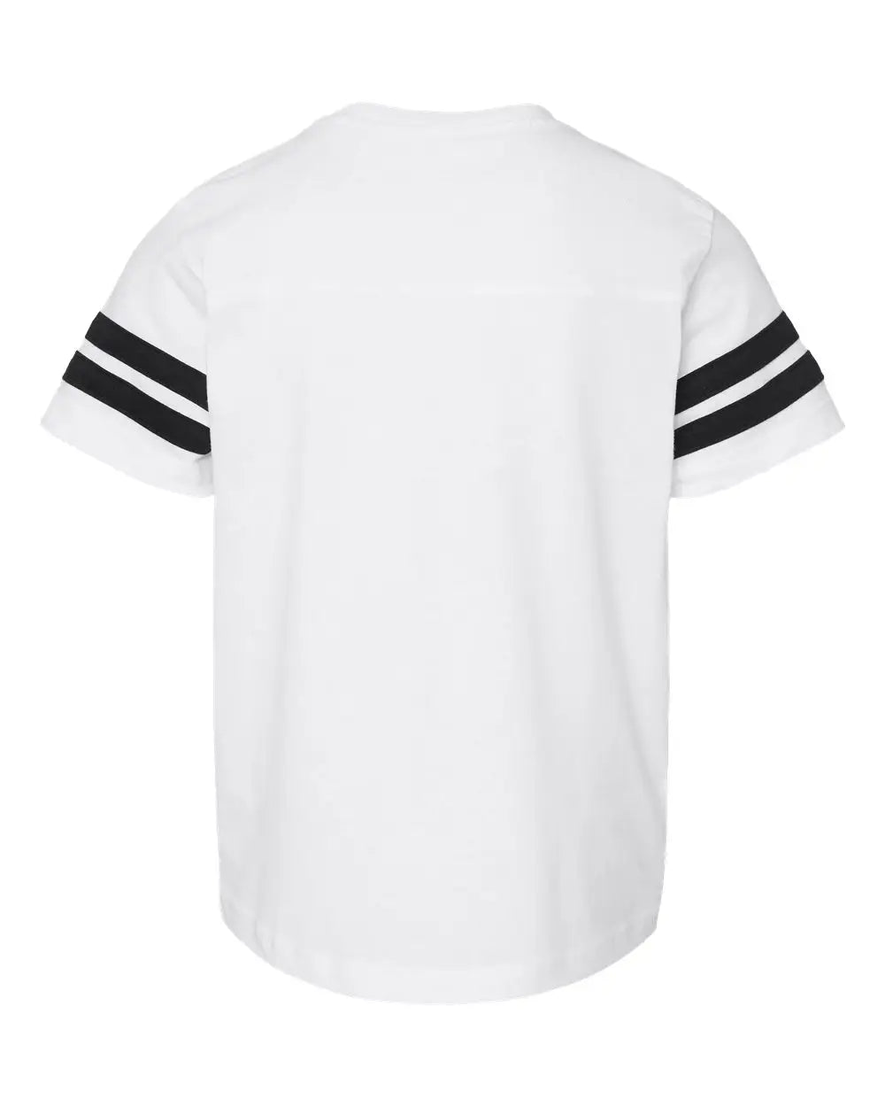 Lat 6137 Youth Football Fine Jersey Tee - White Solid Black