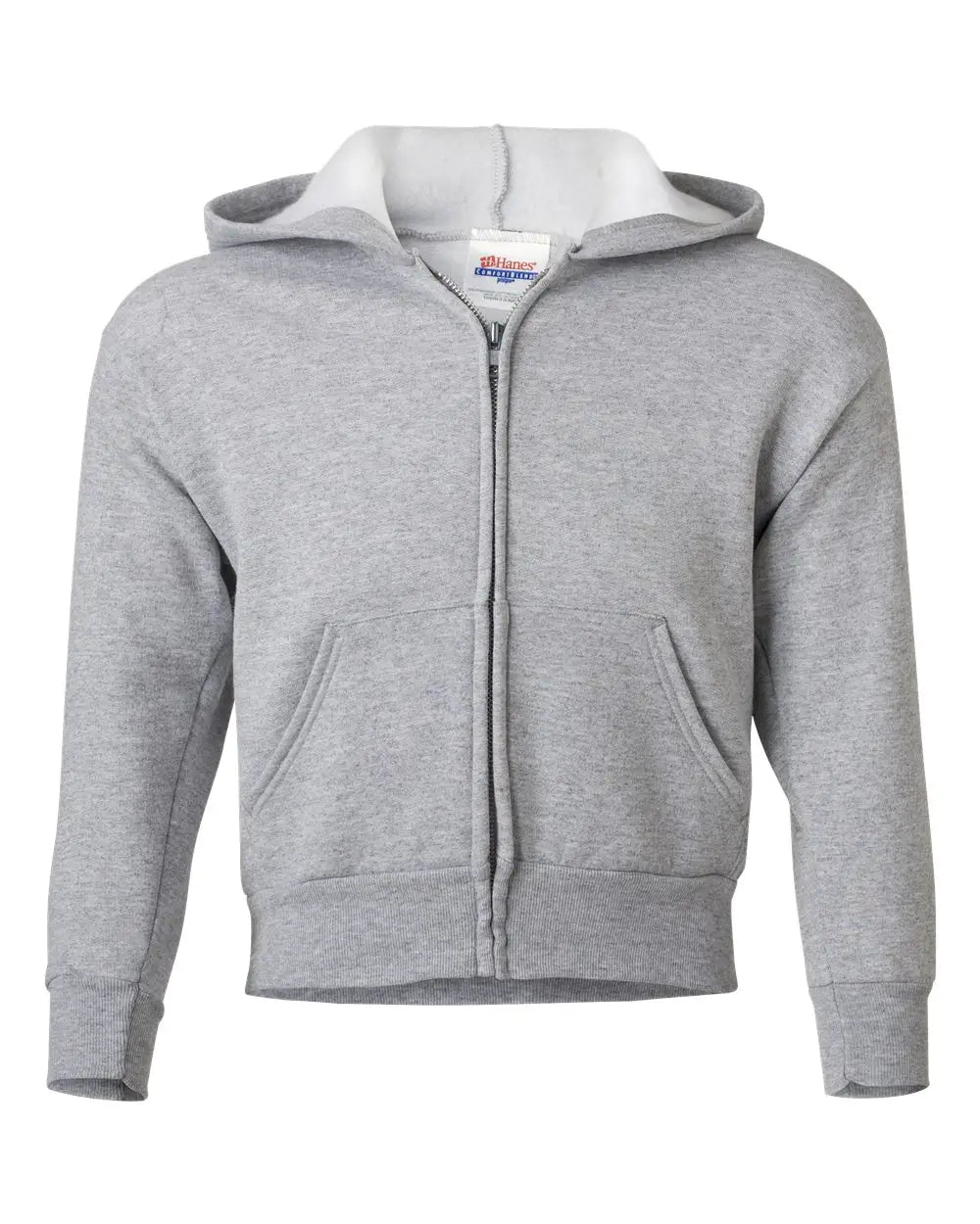 Hanes P480 Ecosmart® Youth Full-zip Hooded Sweatshirt - Light Steel - Gray / Xs