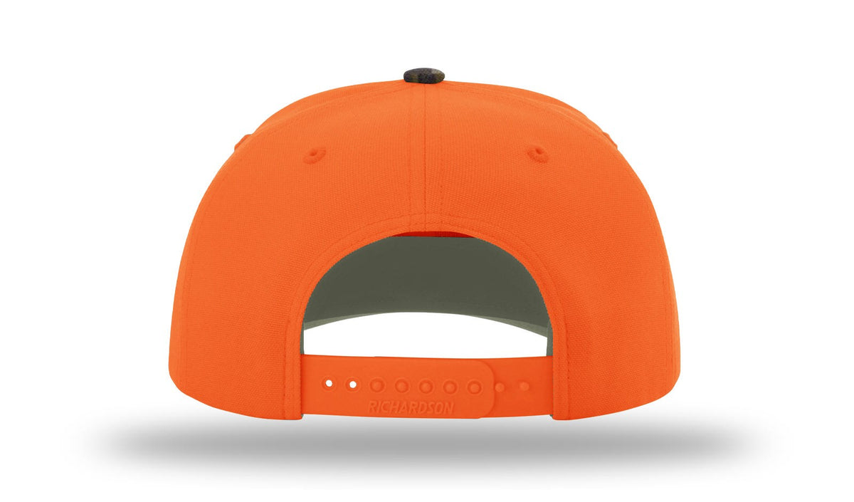 Richardson 880 6 Panel Blaze Cap - Blaze Orange Mossy Oak Bottomland - back view