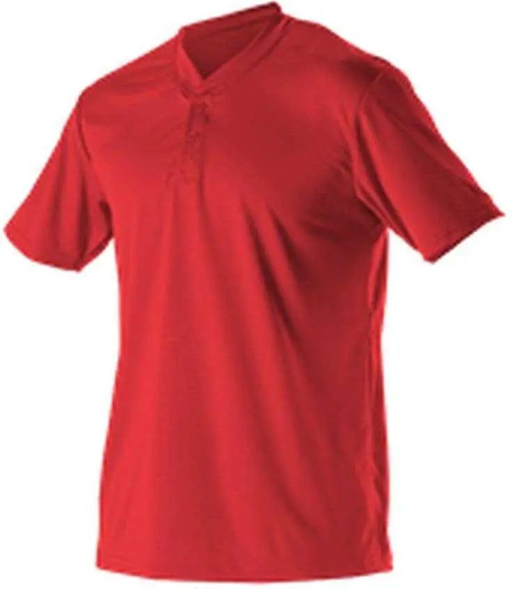 Alleson Athletic 522mm Adult Baseball 2 Button Henley Jersey - Scarlet