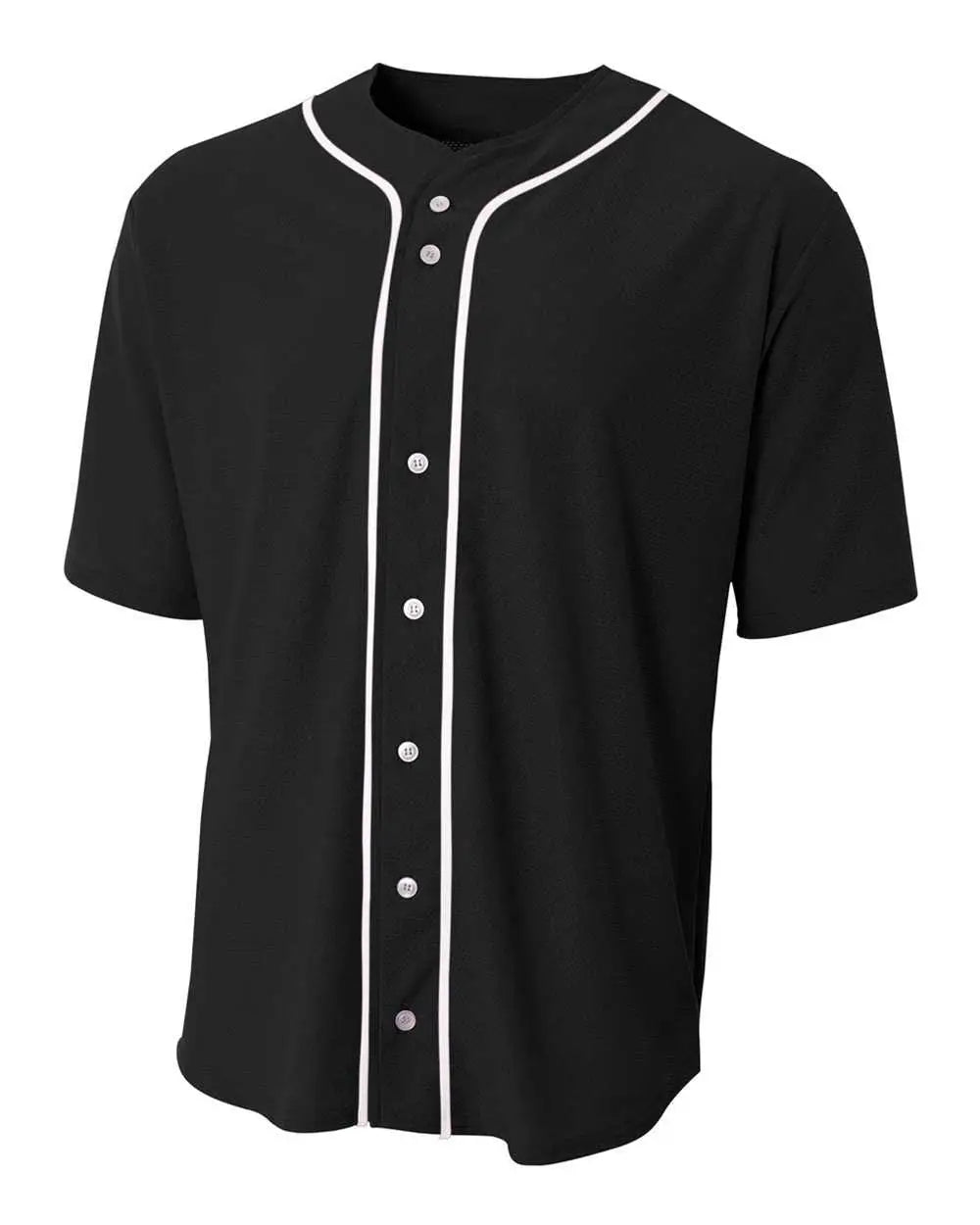 A4 Nb4184 Youth Full Button Stretch Mesh Baseball Jersey - Black White