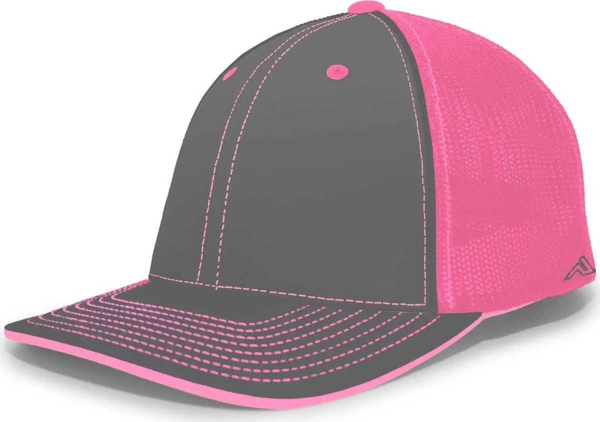 Pacific Headwear 404m Trucker Flexfit Cap - Graphite Pink - Dark Gray / 6 1/2’’ - 7’’