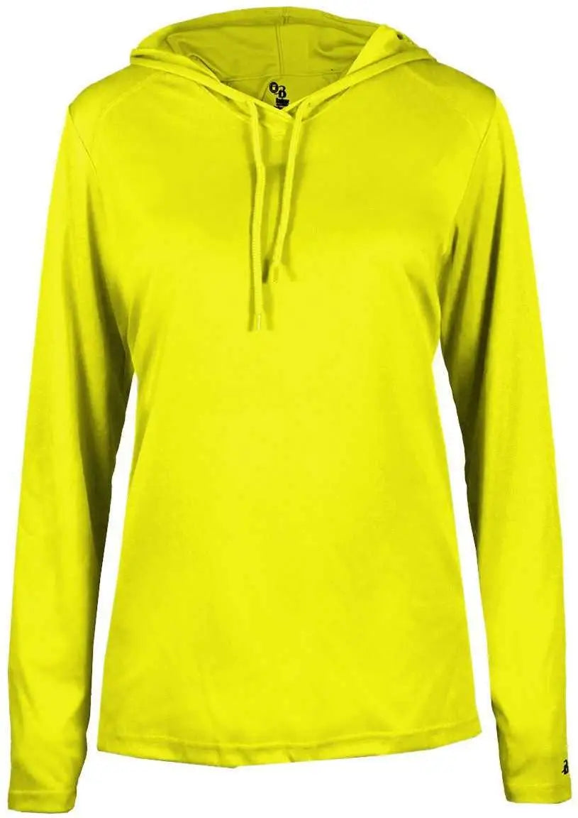 Badger Sport 4165 B-core Long Sleeve Ladies Hoodie Tee - Safety Yellow Green