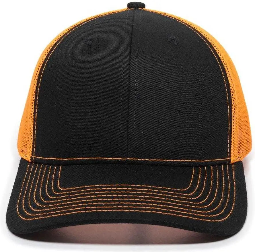 Oc Sports Oc771 Adjustable Mesh Back Cap - Black Neon Orange - 6 7/8’’ - 7 1/2’’