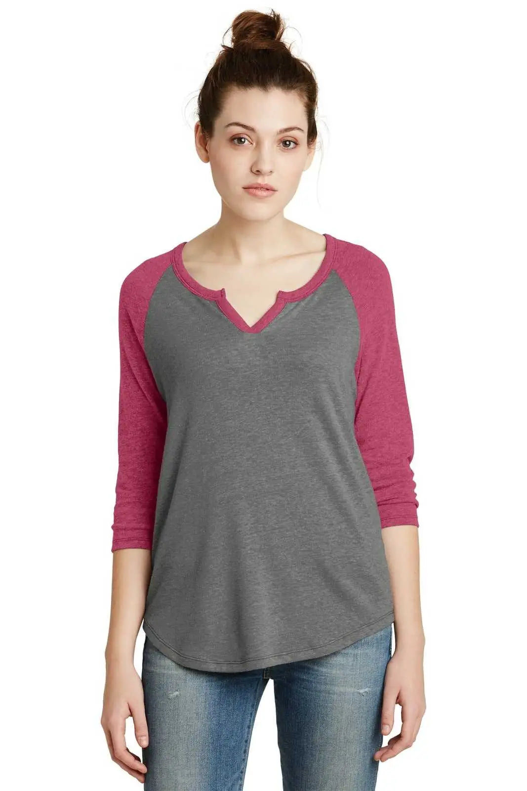 Alternative Aa5060 Women’s Outfield 3/4-sleeve Vintage 50/50 Tee - Coal Pink