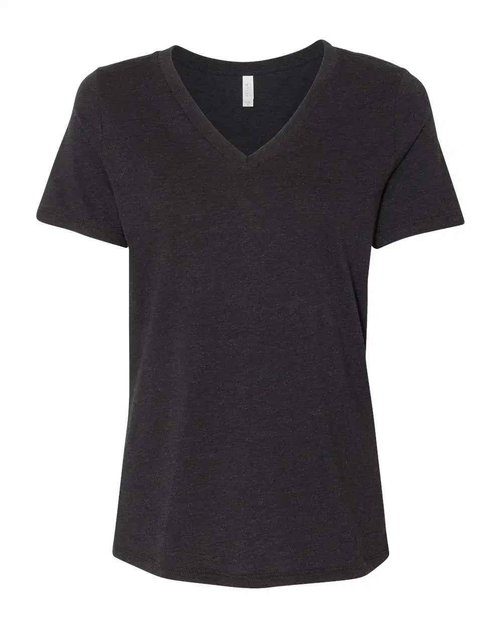 Bella + Canvas 6405cvc Women’s Relaxed Heather Cvc V-neck Tee - Black - s