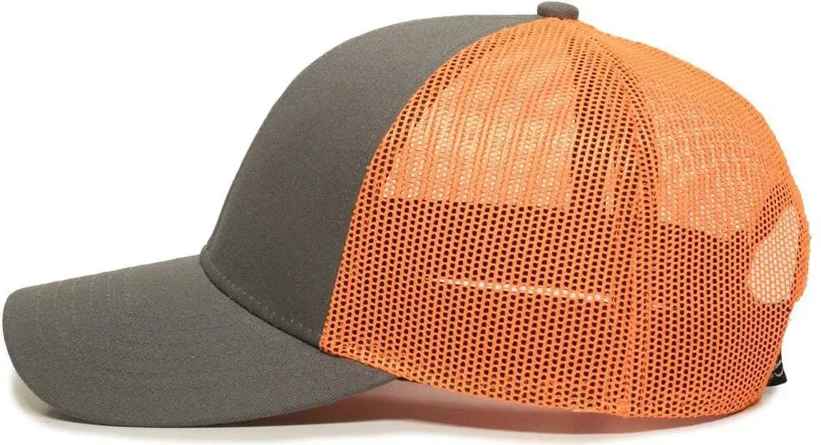 Oc Sports Oc770 Adjustable Mesh Back Cap with Sweatband - Charcoal Neon Orange - Dark Gray / 6 7/8’’ - 7 1/2’’