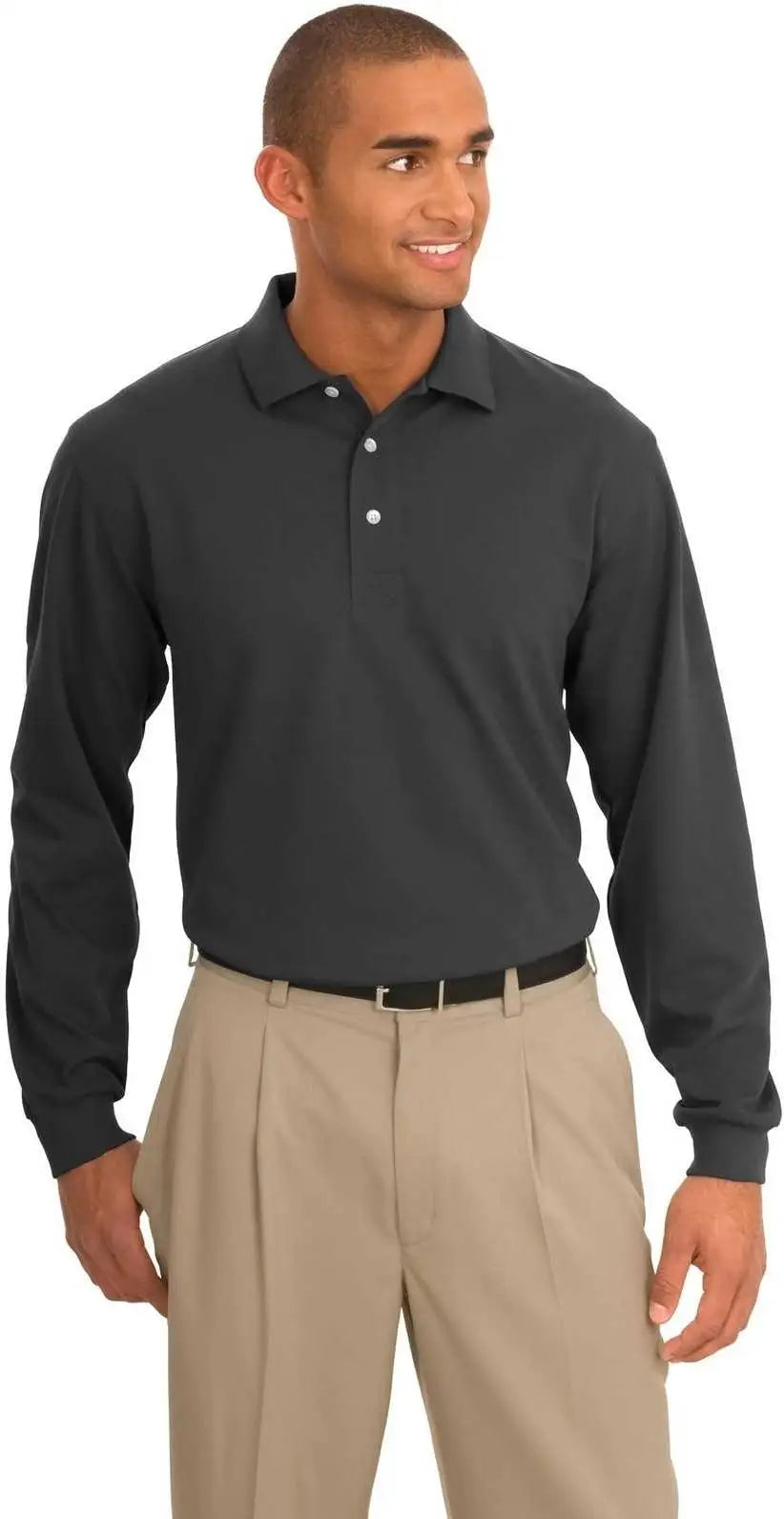 Port Authority K455ls Rapid Dry Long Sleeve Polo - Charcoal