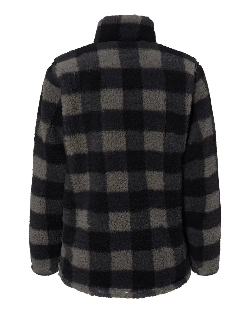 J. America 8451 Women’s Epic Sherpa Quarter-zip Pullover - Black Charcoal Buffalo