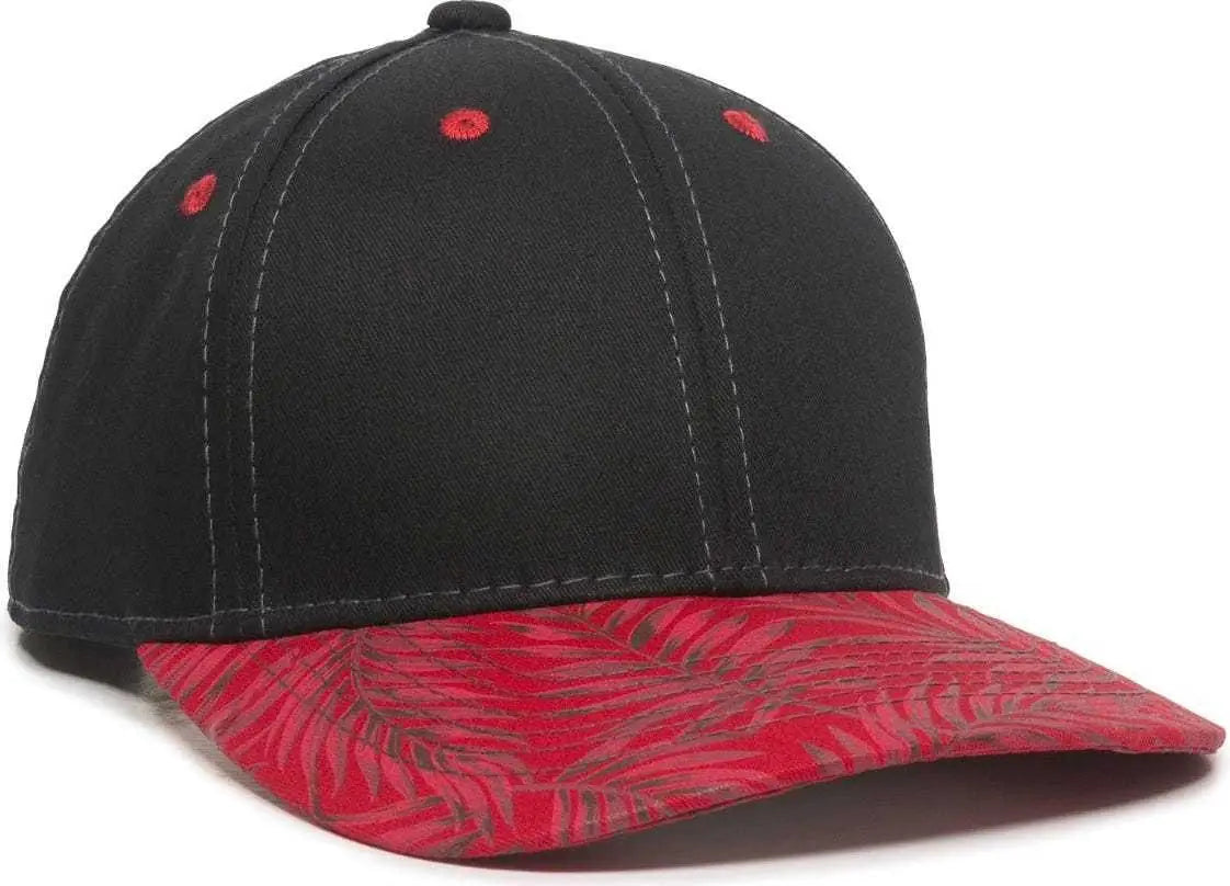 Oc Sports Flr-100 Adjustable Cap - Black Red Tropical - 6 7/8’’ - 7 1/2’’