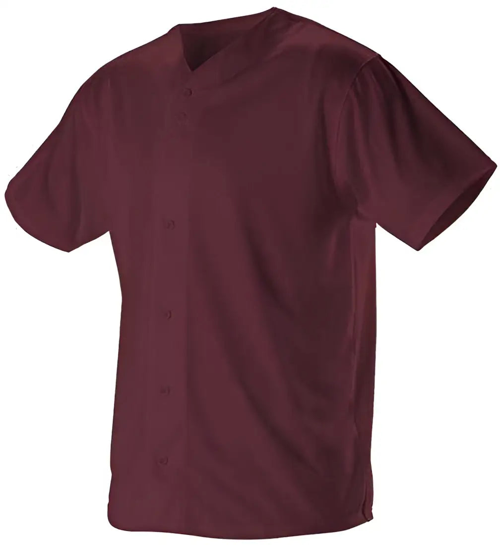 Alleson Athletic 52mffjy Youth Faux Front Mesh Baseball Jersey - Light Maroon