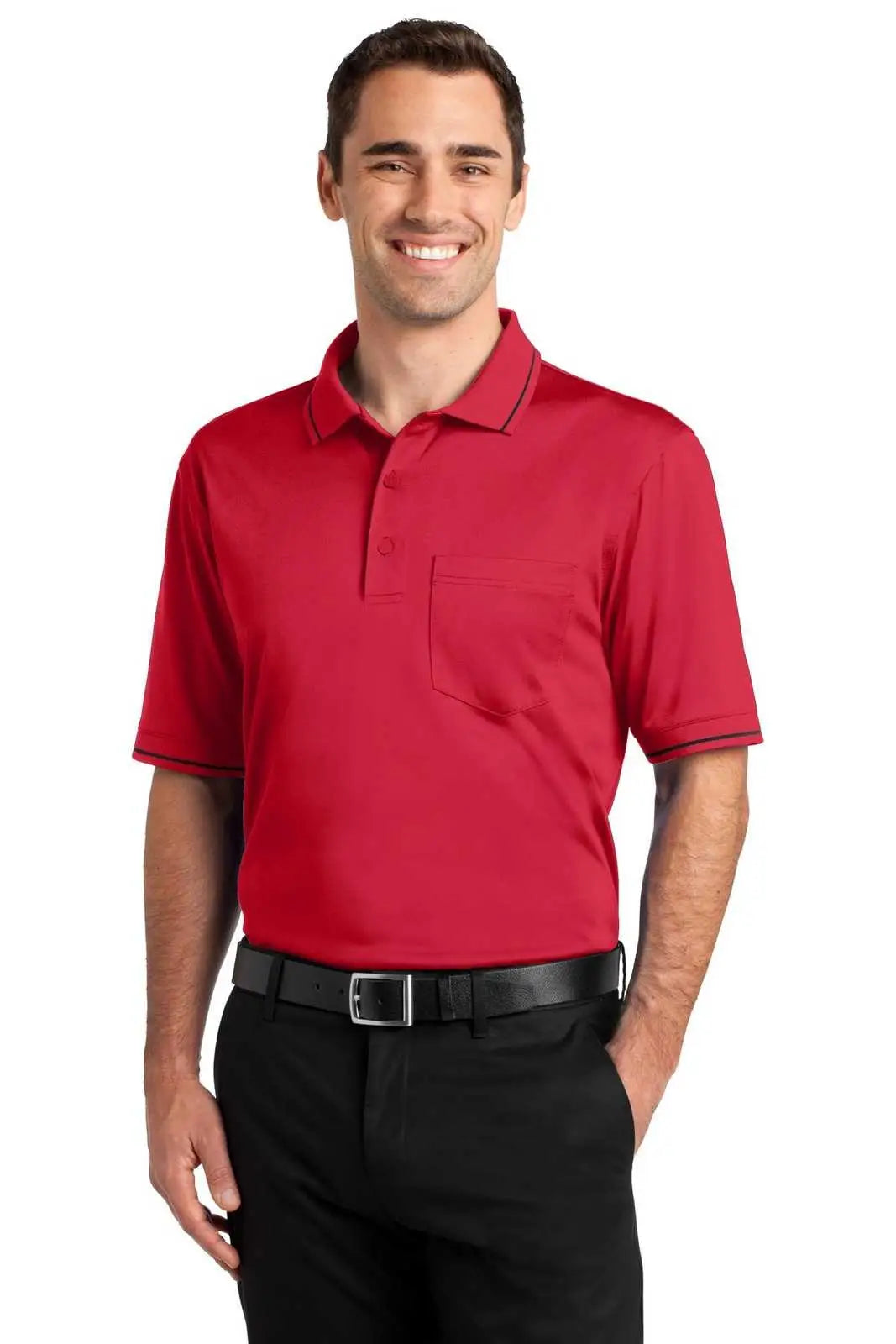 Cornerstone Cs415 Select Snag-proof Tipped Pocket Polo - Red Black