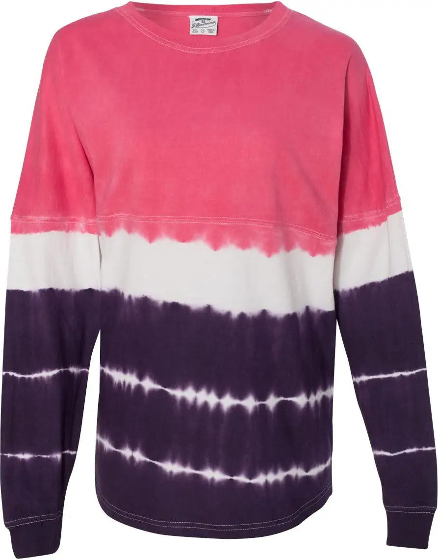 J. America 8229 Game Day Jersey Long Sleeve T-shirt - Wildberry Very Berry Tie-dye - Wildberry/ / Xs