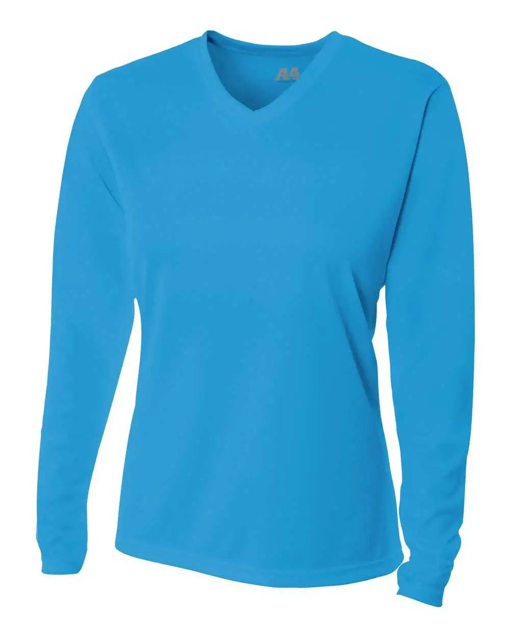 A4 Nw3255 Women’s Long Sleeve V-neck Birds Eye Mesh Tee - Electric Blue