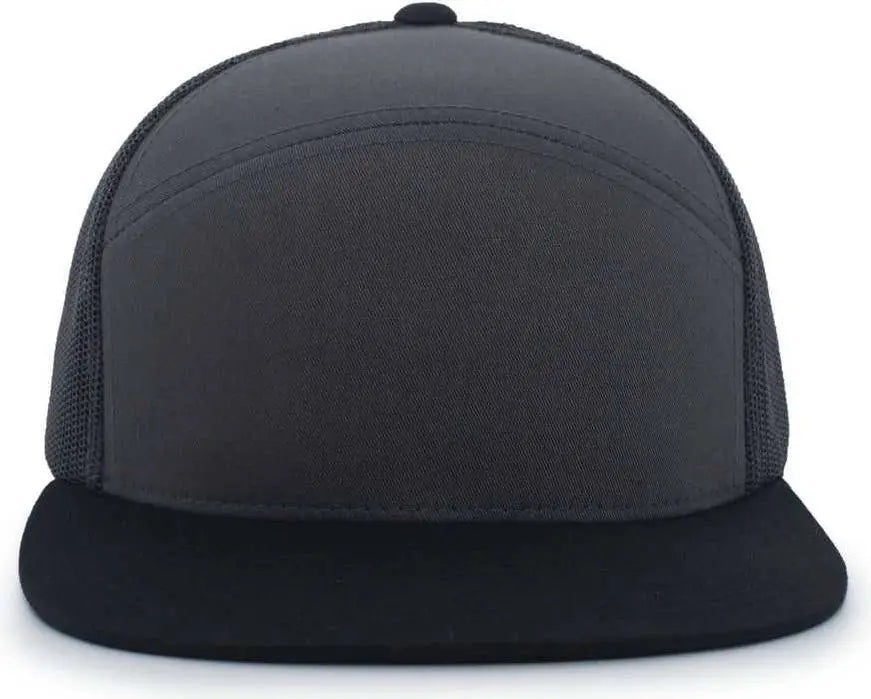 Pacific Headwear 787 6-panel Arch Snapback Trucker Cap - Charcoal Black - Dark Gray / 7’’ - 7 7/8’’