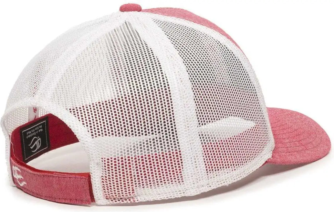 Oc Sports Mbw-800cb Adjustable Mesh Back Cap - Heathered Red White - 6 7/8’’ - 7 1/2’’