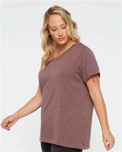 Lat 3816 Curvy Collection Women’s Fine Jersey Tee - Sangria Blackout