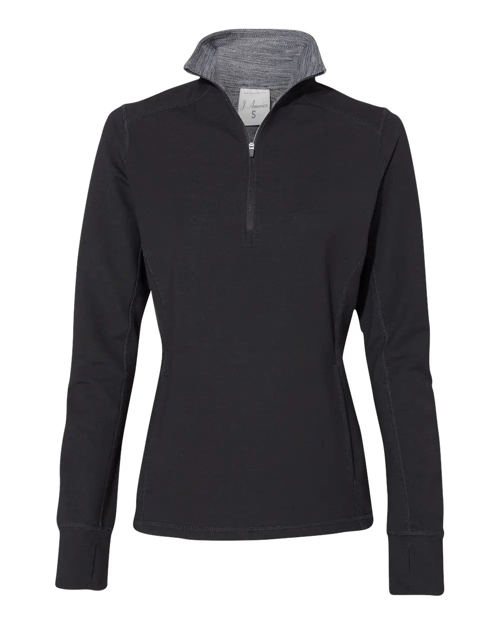 J. America 8433 Women’s Omega Stretch Quarter-zip Pullover - Black Triblend - s