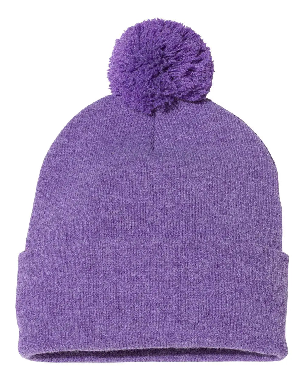 Sportsman Sp15 12’’ Pom-pom Cuffed Beanie - Heather Purple - one Size Fits Most