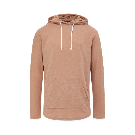 Front view of Praline Unisex Miles Slub Hooded Long Sleeve T-Shirt 24401