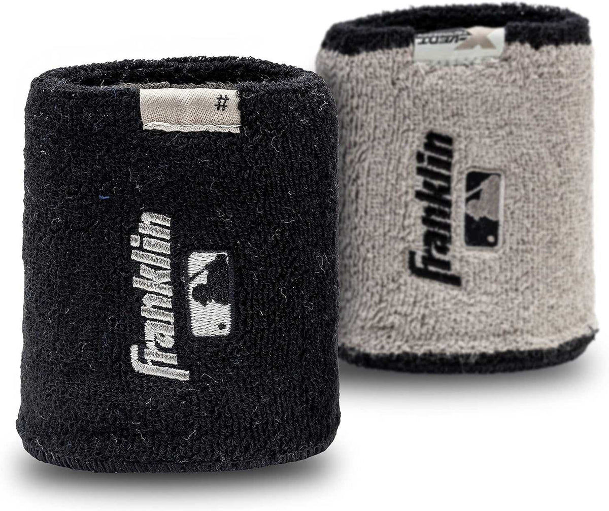 Franklin MLB X-Vent Reversible Wristband 4&quot; - Black Gray - HIT a Double - 1
